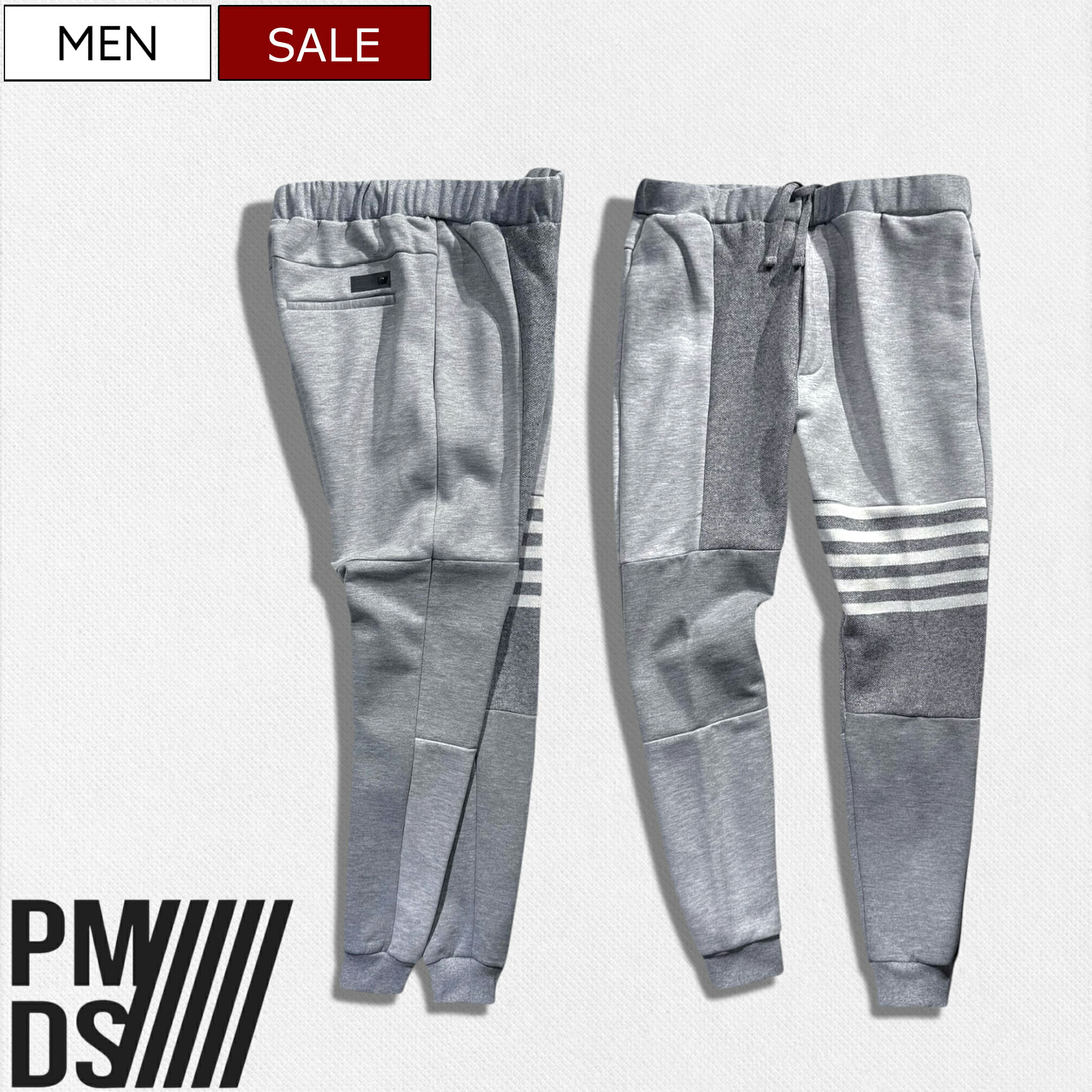 【定価46,200円(税込)】PREMIUM MOOD DENIM SUPERIOR-プレミアムムードデニムスペリオール- P.M.D.S. 異素材を巧みに組み合わせた上品な洒落感の真骨頂！カシミヤウール混ニットドッキングスウェットパンツ ジャージ 裏起毛 セットアップ 520591264063 PMDS 伊製 メンズ