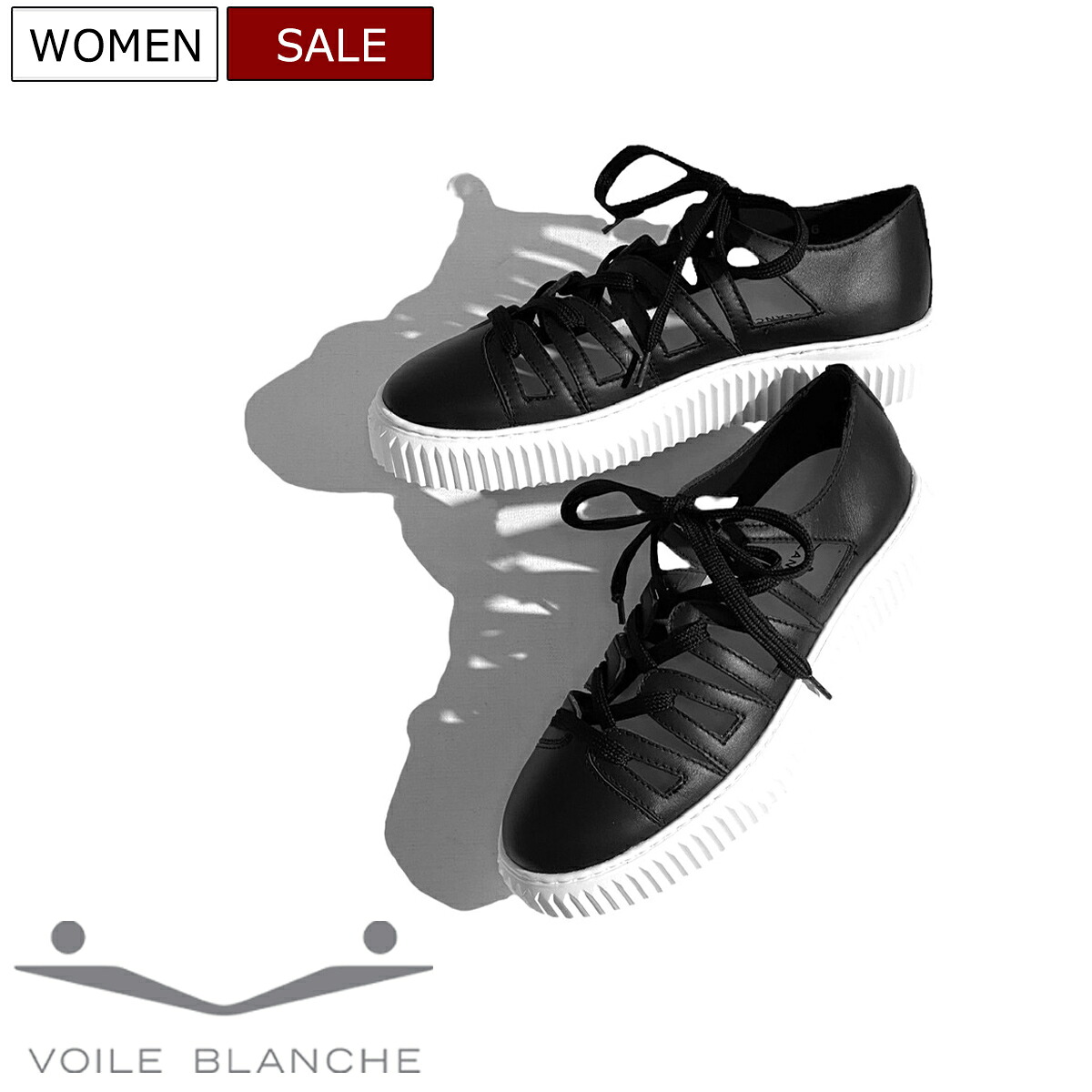 【定価37,400円(税込)】VOILE BLANCHE ボイルブランシェ 　大人のラグジュアリーカジュアルを演出する！モダンな中に色気とカジュアルを含んだ絶妙なバランス感覚！サンダル型グレイニーレザーシューレーススニーカー 靴 シューズ　1222038C 0N01 ブラック レディース la1 13,090円