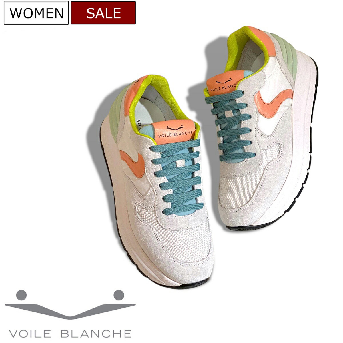 【定価47,300円(税込)】VOILE BLANCHE ボイルブランシェ 華やかなカラーリングで遊び心たっぷり！シークレットソールで身長約5cmアップ！ヨットセールクロス（ヨットの帆）を用いたレザーコンビネーションスニーカー【MARAN POWER-マランパワー-】31222011 1N23 レディース