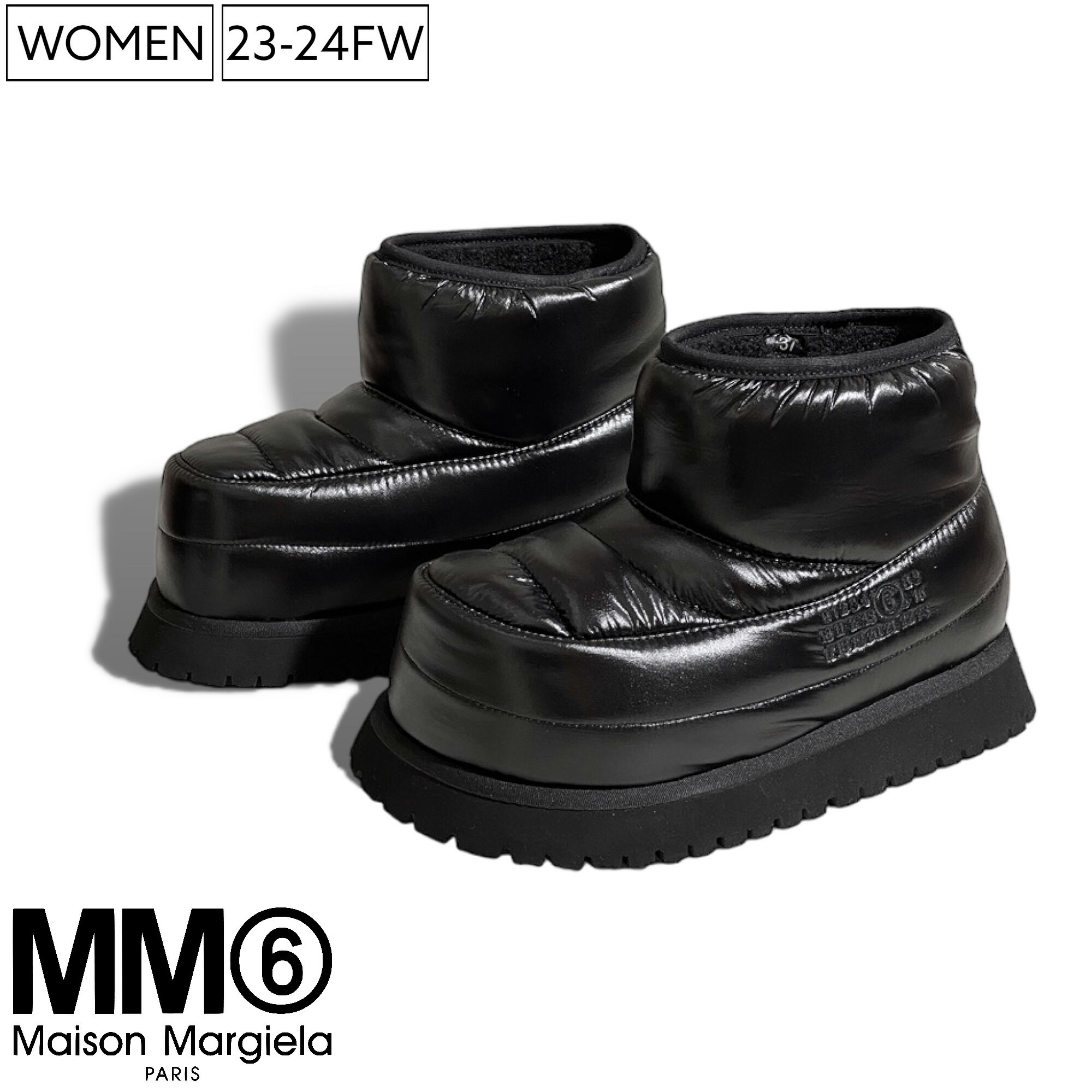 MM6 Maison Margiela* フリース ボアロゴ ワンピース ブラック 