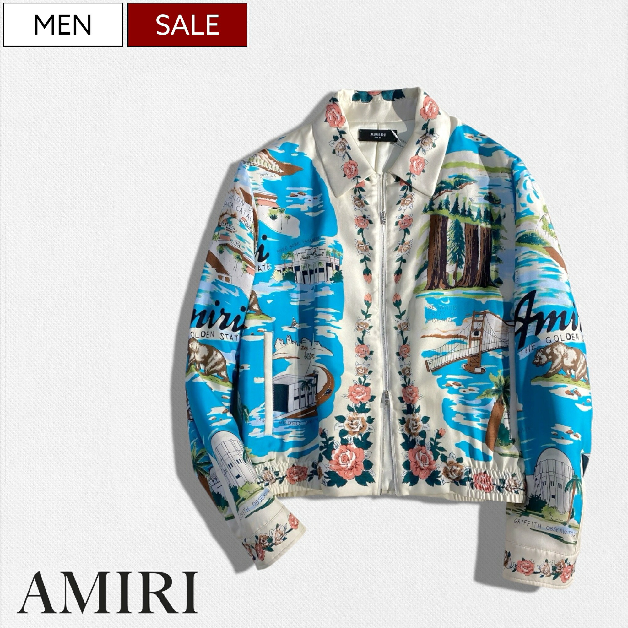 AMIRI (アミリ) シルク ブルゾン ブラック/ホワイト AMIRI アミリ ブラック＆ホワイト ロゴ ジャージー (AMIRI