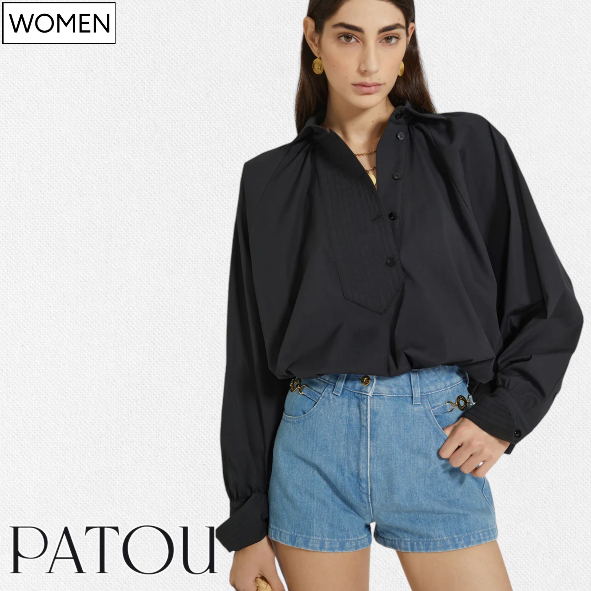 パトウPATOUボリュームブラウス34 PATOU パトゥ Patou ブラウス GG LONG SLEEVES TOP ホワイト