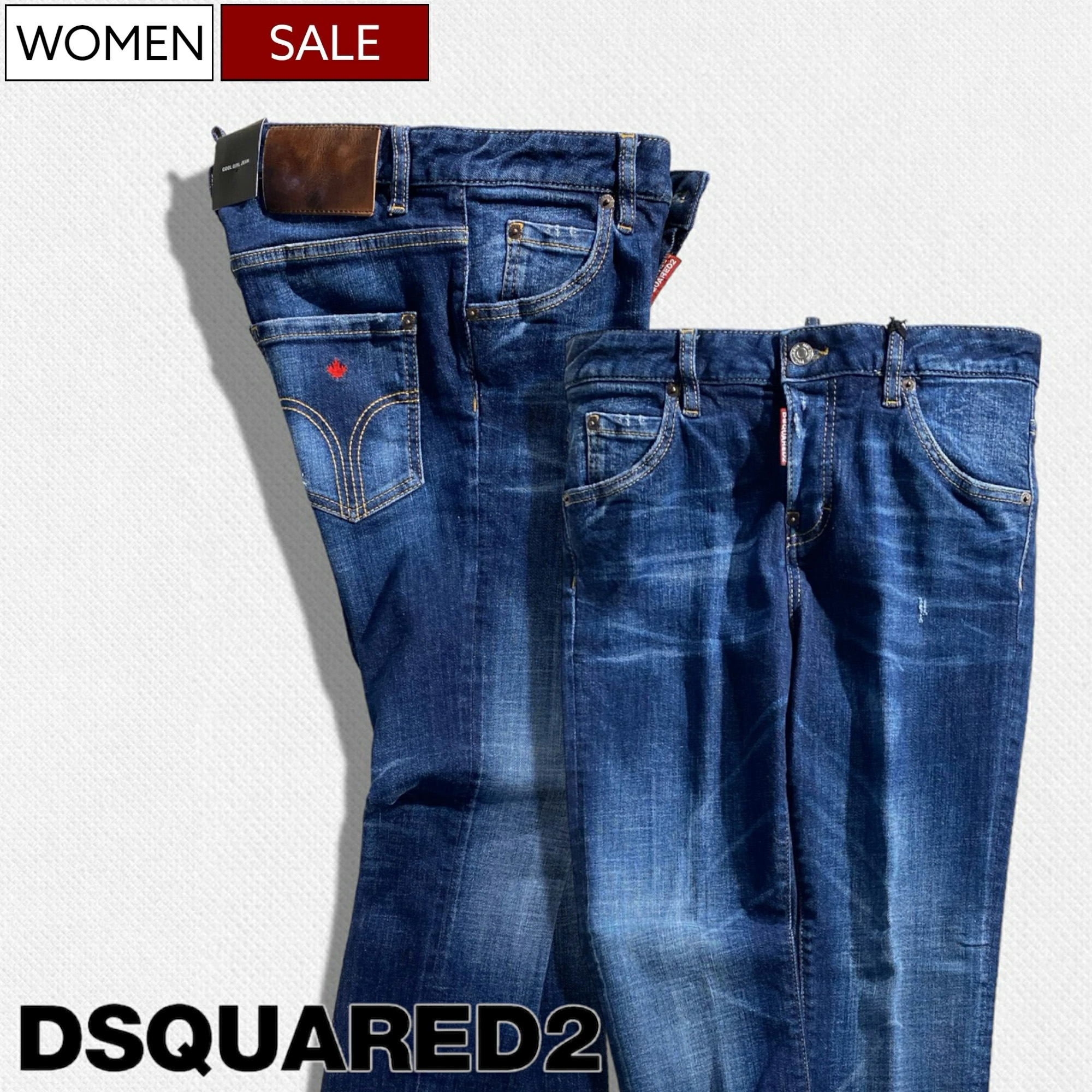 【定価101,200円(税込)】DSQUARED2 ディースクエアード 原点回帰とも言えるベーシックな１本！美しいシルエットラインを描く ウォッシュ加工 テーパードデニムパンツ クラッシュ加工 ジーンズ 《COOL GIRL JEAN -クールガールジーン-》S72LB0789 レディース イタリア製｜Studio Route134