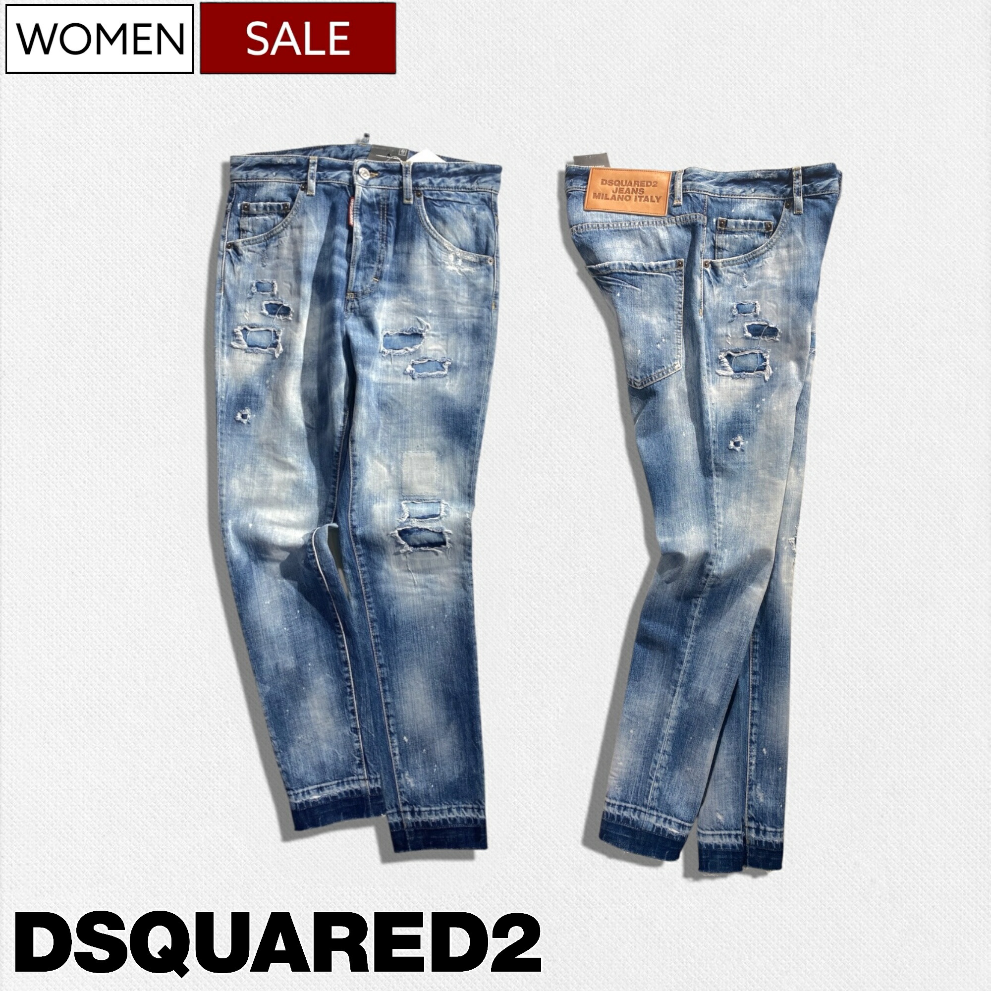 DSQUARED2 ダメージ加工デニムパンツ　ブルー系 DSQUARED2 「DSQUARED2」 ダメージ加工デニムパンツ 52 ネイビー