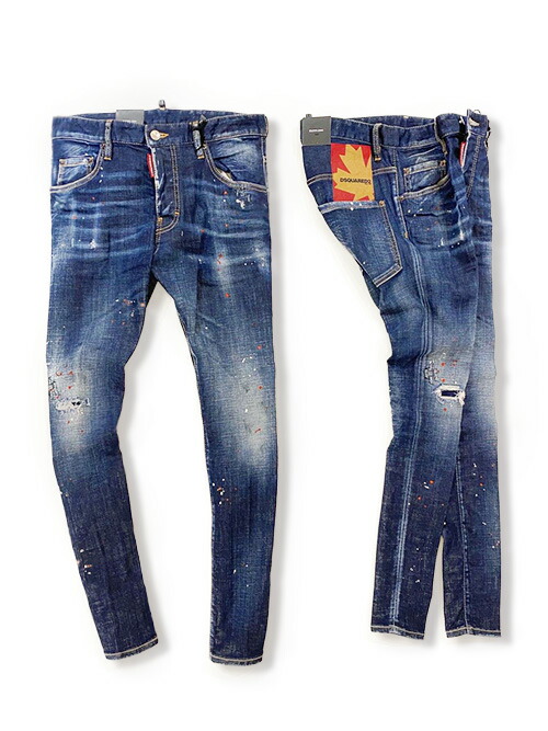 楽天市場 定価77 000円 税込 Dsquared2 ディースクエアード ヴィンテージ感漂わせるルックスが魅力的 リペア加工 ストレッチデニムパンツ ジーンズ Skater Jean スケーター S71lb0854 42 44 46 48 50 52 54 56 ワンウォッシュ インディゴ イタリア製 メンズ