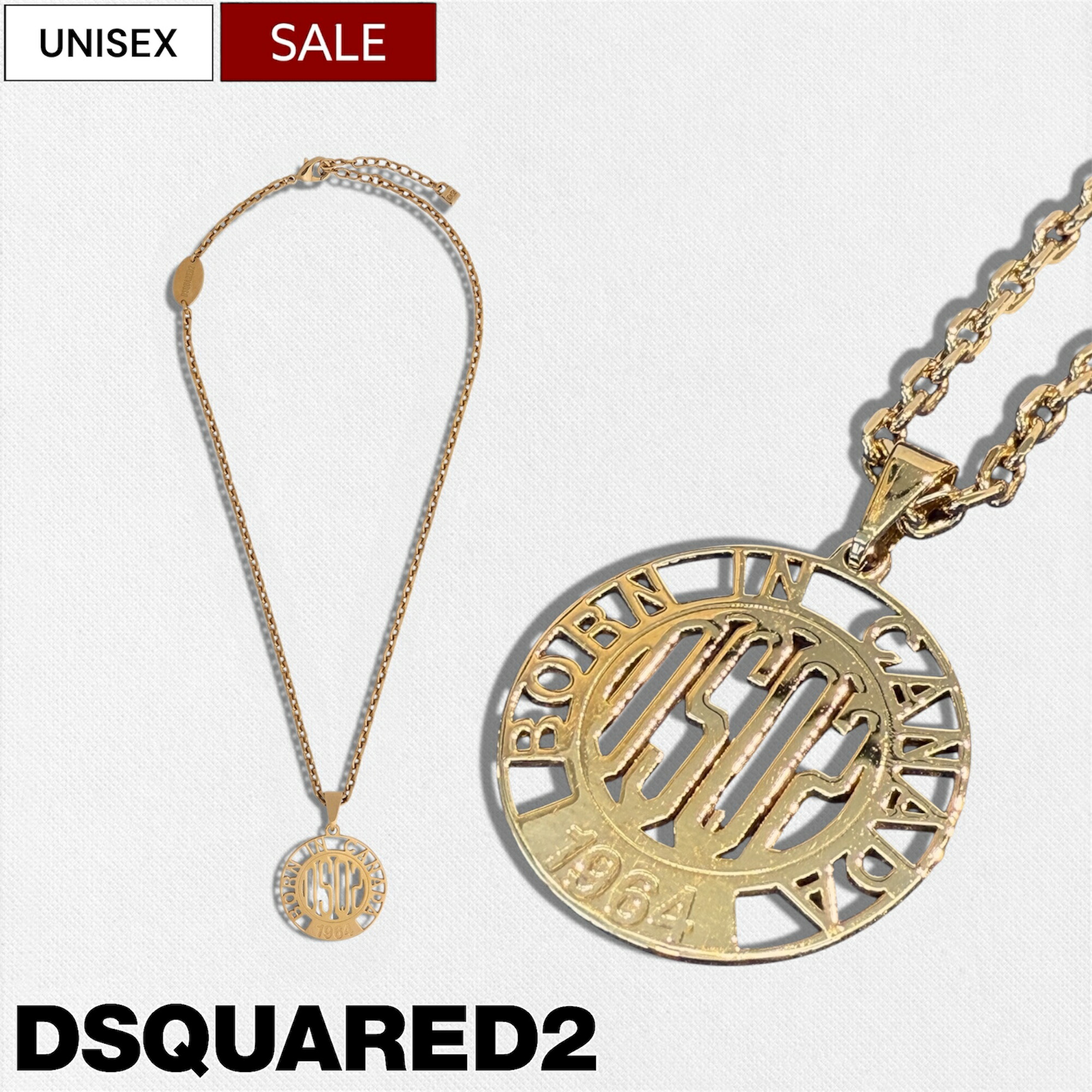 【定価56,100円(税込)】DSQUARED2 ディースクエアード コーディネートのアクセントに最適なアイテム！色香を漂わせてラグジュアリ－な雰囲気を漂わす サークル ネックレス ゴールド チェーン ROUND CHAIN NECKLACE ブランドロゴ　S82NE0278SJ37200001 ユニセックス 男女兼用