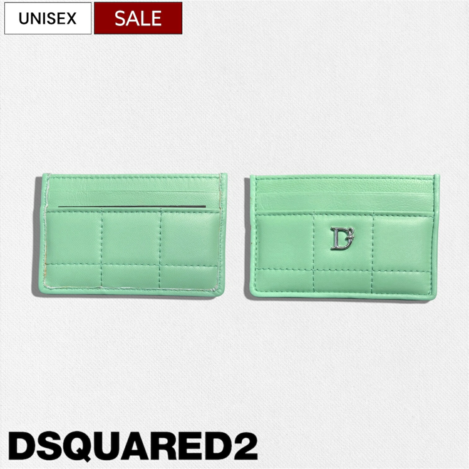 【定価42,900円(税込)】DSQUARED2 ディースクエアード 上質なレザーと鮮やかなカラーは大人の小物使いに最適♪使い勝手が良く存在感を放つ ロゴデザインレザーカードケース 財布 羊革 カードウォレット S83CC0023SJ1890514 グリーン 男女兼用 ユニセックス|Studio Route134