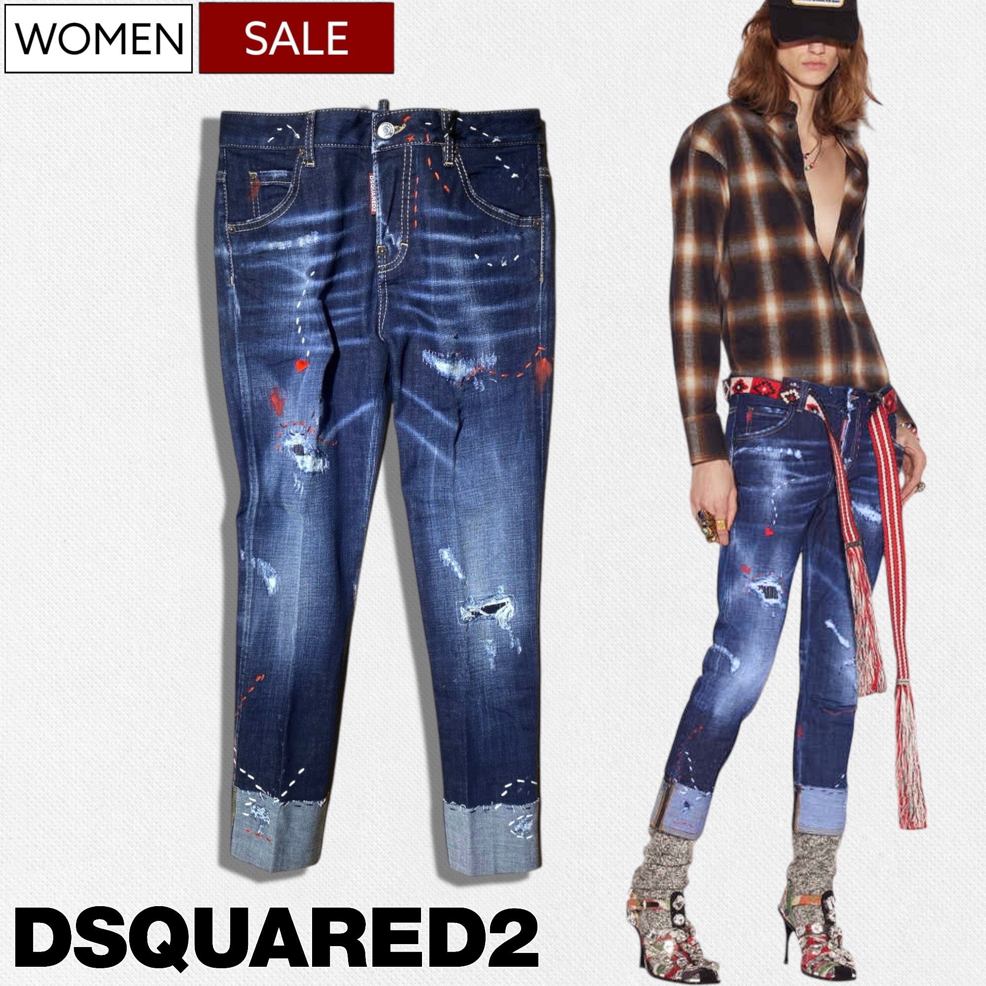 Dsquared2☆ローウエスト ミディアムウォッシュ デニム♪送料込 楽天市場】【50】DSQUARED2 / ディースクエアードSKATER JEAN