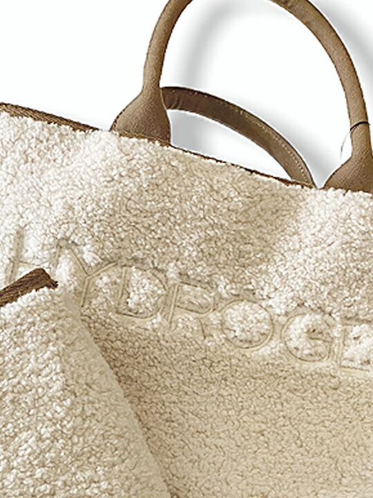 時間指定不可 Studio Route134別注 Hydrogen ハイドロゲンとのコラボ第7弾 リサイクルボアを用いたブランドロゴ刺繍ボアトートバッグ ミニトート コンパクト 鞄 ホワイト 三喜商事 国内正規品 ユニセックス Www Numberz Co