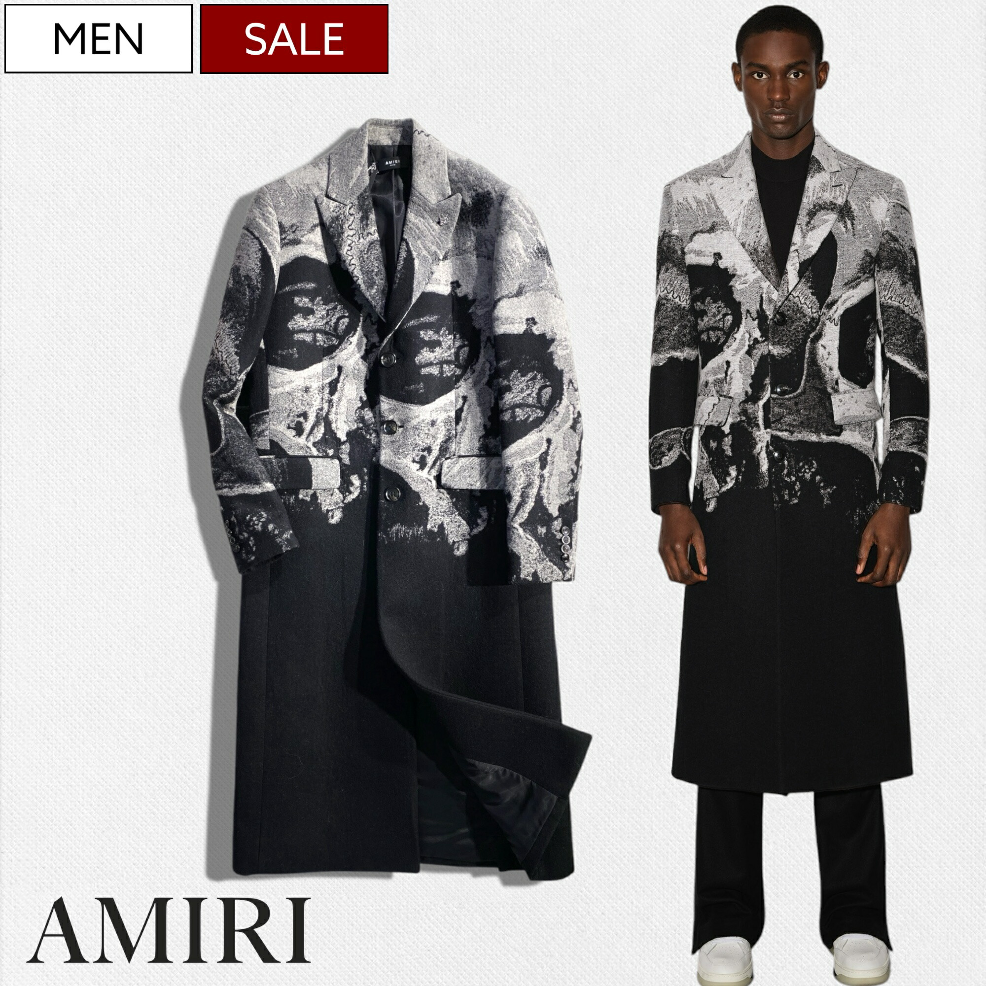AMIRI (アミリ) シルク ブルゾン ブラック/ホワイト AMIRI アミリ ブラック＆ホワイト ロゴ ジャージー (AMIRI