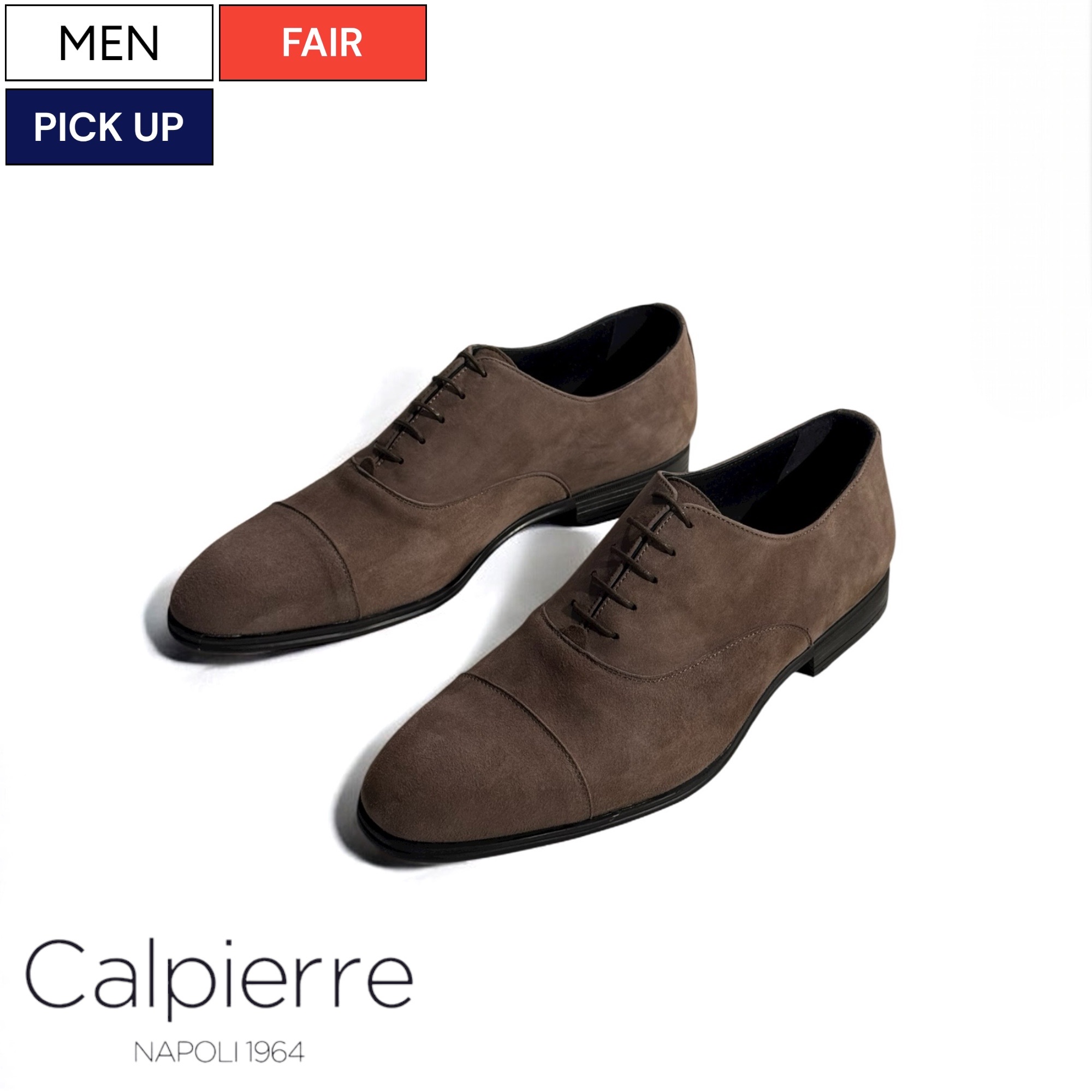 【定価64,900円(税込)】Calpierre -カルビエッレ- イタリアはナポリの老舗シューズメーカー！上質なスウェードレザーを用いた ストレートチップシューズ スリッポン 革靴 レースアップ ドレスシューズ ベージュ Y2051 イタリア製 メンズ
