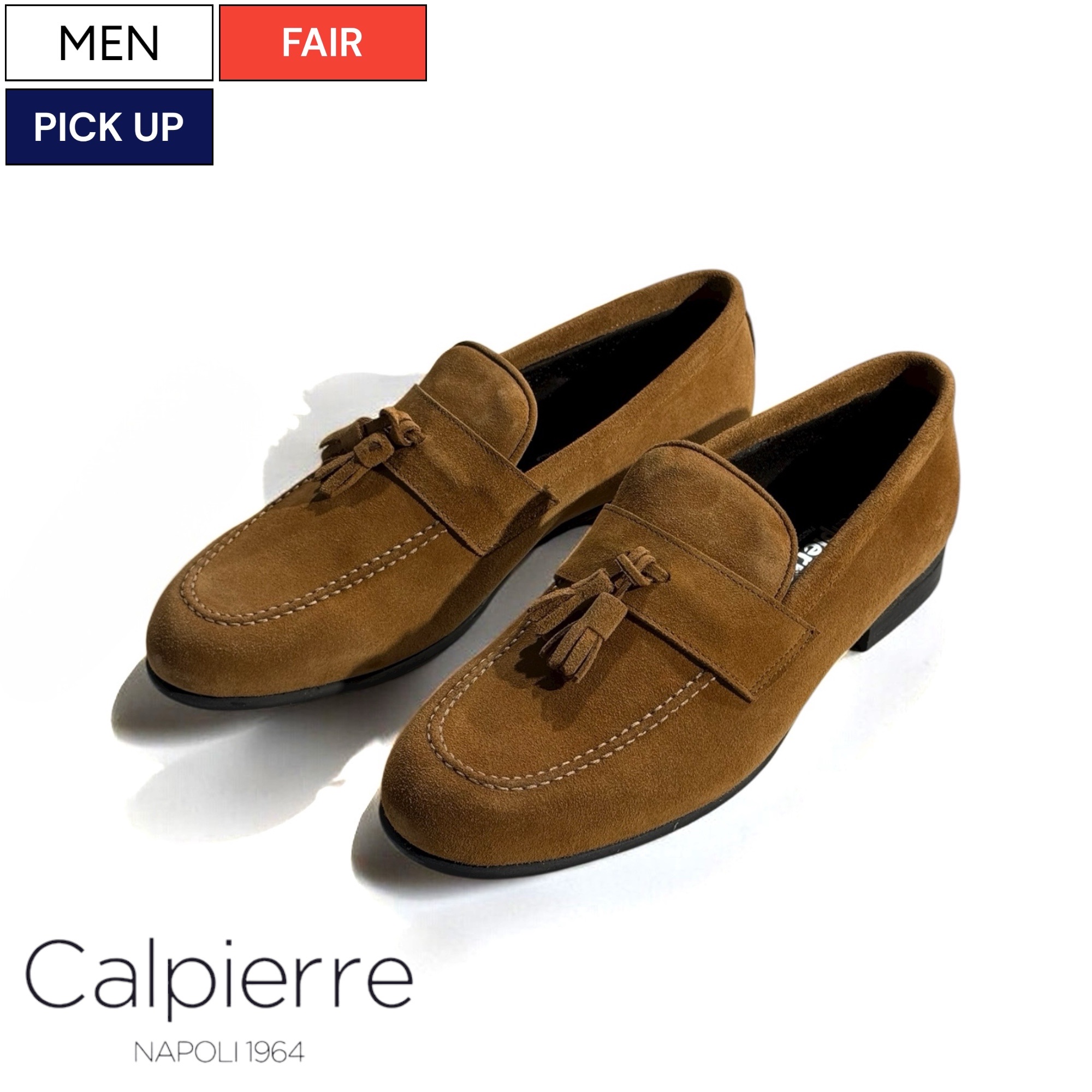 【定価53,900円(税込)】Calpierre -カルビエッレ- イタリアはナポリの老舗シューズメーカー！上質なスウェードレザーを用いた タッセルローファー スリッポン 革靴 ブラウン Y2118 イタリア製 メンズ