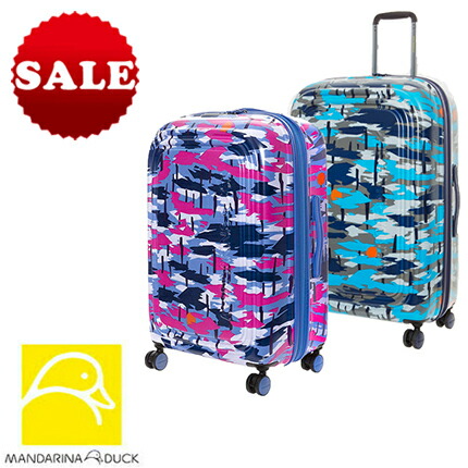 定価48 400円 税込 Mandarina Duck マンダリナダック 頑丈なポリカーボネート素材とtsaロックで安心安全な旅に 世界的絵本作家エミリアーノとのコラボキャリーケース キャリーバッグ トロリーバッグ Szv62 ミディアム Logo Duck ピンクカモフラ ブルーカモフラ