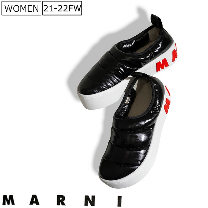 定価94 600円 税込 Marni マルニ 遊び心擽る素材使いとデザインで存在感を放つキルティング加工ナイロンpawスニーカー スリッポンシューズ 靴 35 36 37 38 39 ブラック Snzw0111 パデッド イタリア製 レディース Fitzfishponds Com