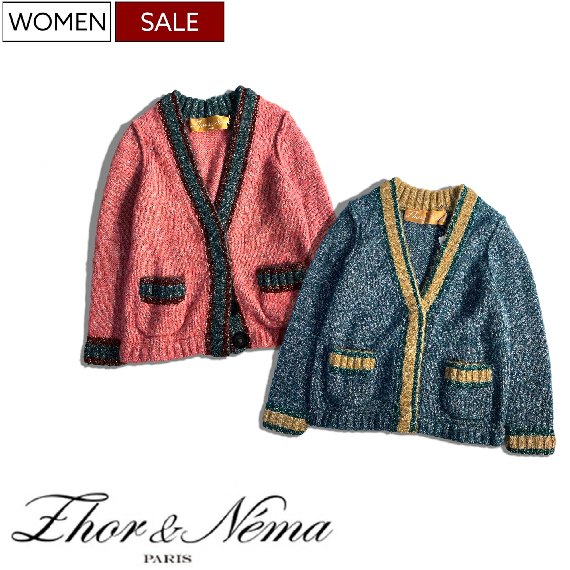 【最終価格】Zhor＆Nema ゾーアンドネマ ボーダーVネックカーディガン 最終価格】Zhor＆Nema ゾーアンドネマ ボーダーVネックカーディガン