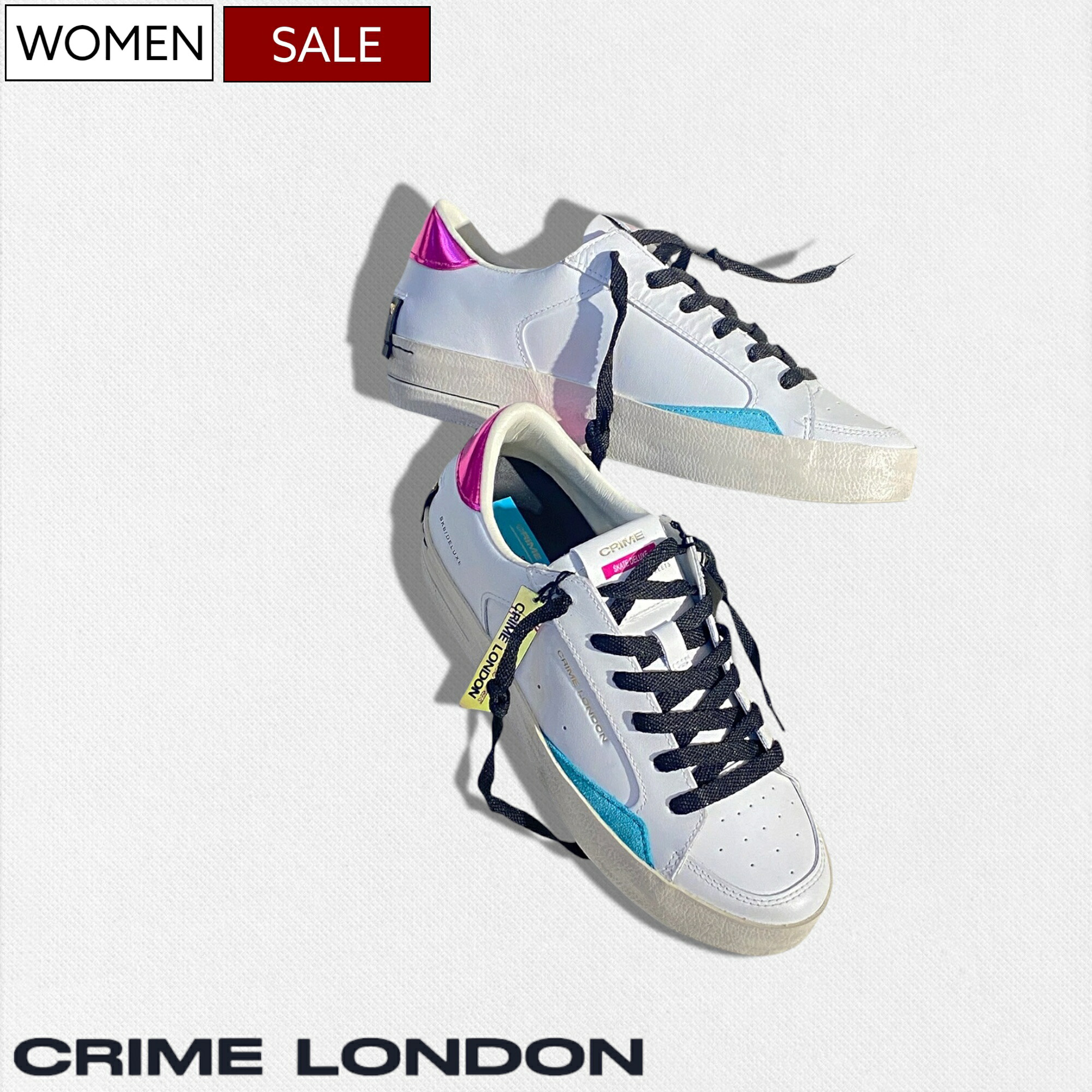 【定価39,600円(税込)】CRIME LONDON クライムロンドン 巧みな素材使いで遊び心を擽るラグジュアリーな足元を演出♪バルカナイズモデルをアップデートしたレザーコンビネーションスニーカー 靴 シューズ スリッポン SK8 DELUXE 322192564012 レディース