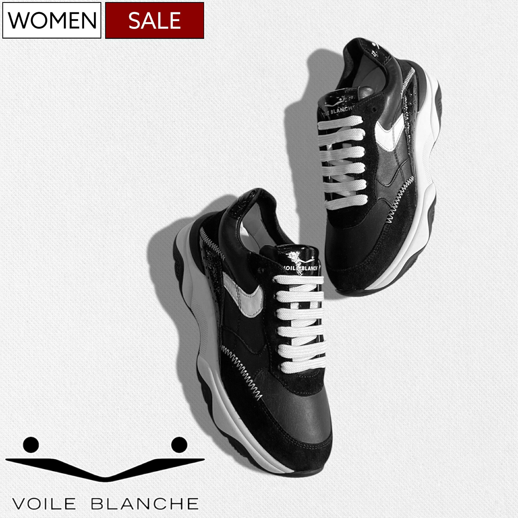【定価49,500円(税込)】VOILE BLANCHE ボイルブランシェ シークレットソールで身長約5cmアップ！上質なナッパレザーを用いた大人の品格溢れるレザーコンビスニーカー スウェード ナッパ クラックド レザー 靴 シューズ 【FRESH フレッシュ】322222564016 0A01 レディース