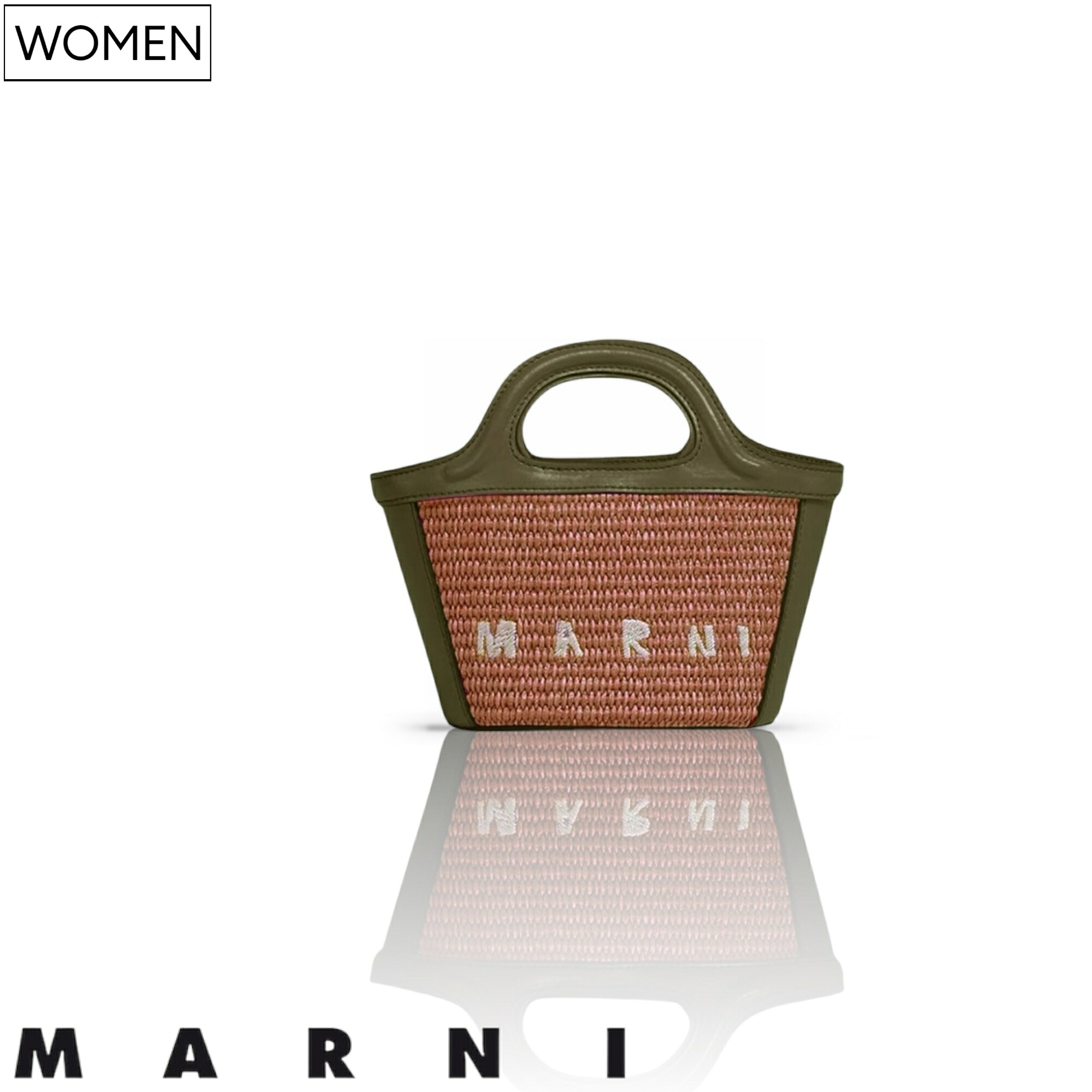 【定価125,400円(税込)】MARNI -マルニ- レザーとラフィアの好バランス♪トロピカリアサマーバッグ TROPICALIA SUMMER BAG ショルダーバッグ バケツバッグ ハンドバッグ マルセロサマーバッグシリーズ Micro マイクロ BRICK/OLIVE Z0750 BMMP0067 伊製 レディース｜Studio Route134 68,970円