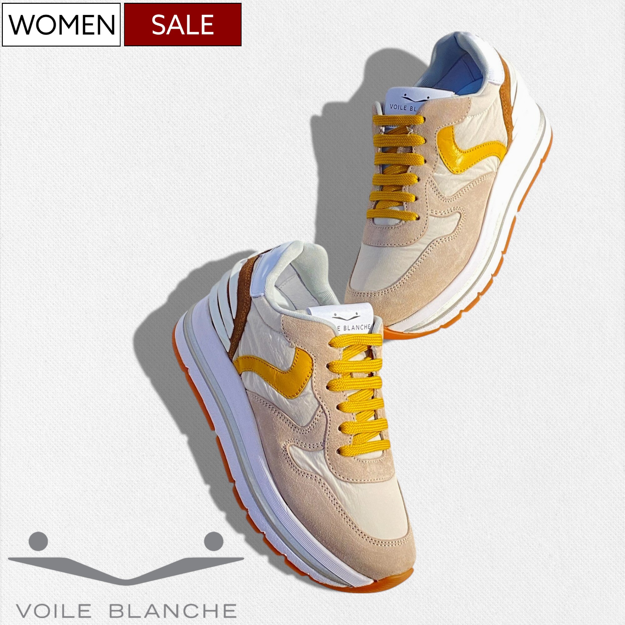 【定価47,300円(税込)】VOILE BLANCHE ボイルブランシェ 品格漂わす落ち着いたカラーリング！シークレットソールで身長約5cmアップ！ヨットセールクロス（ヨットの帆）を用いたレザーコンビネーションスニーカー MARAN POWER マランパワー 322222564002 1E06 レディース la1｜Studio Route134