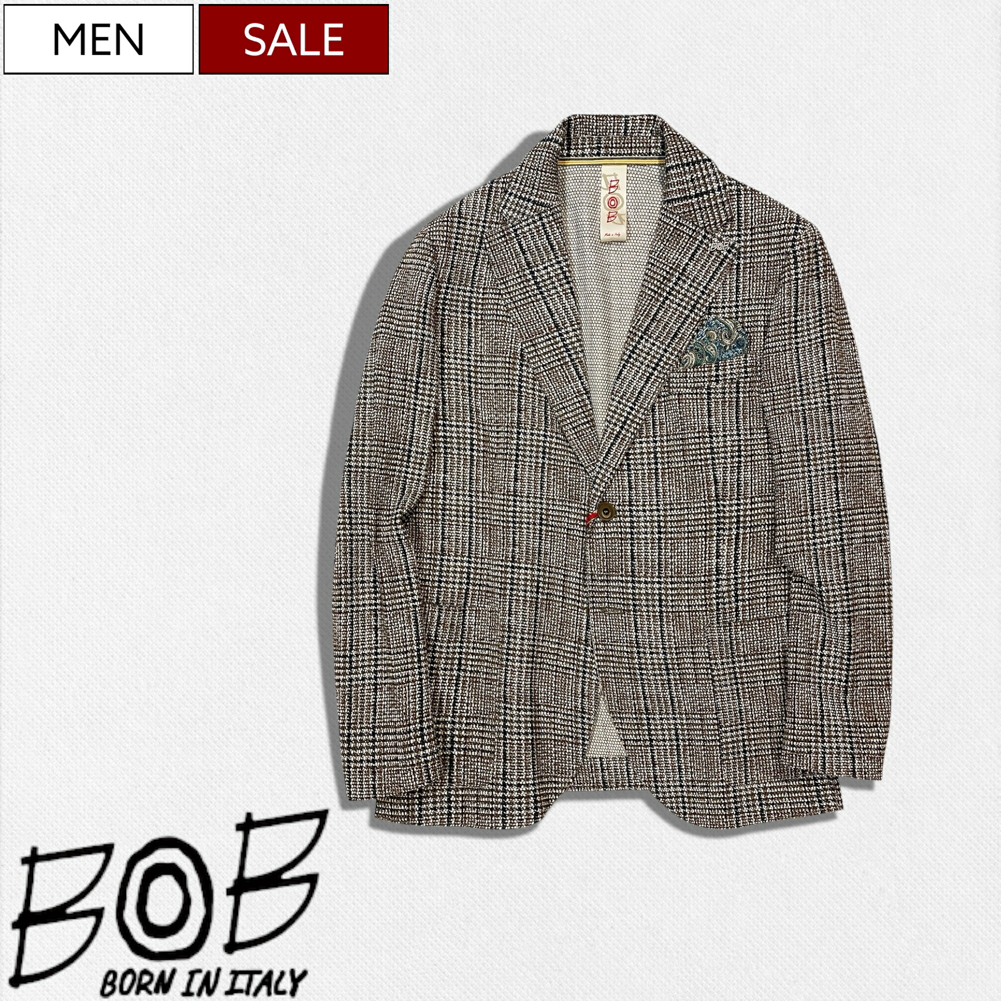セール！新品 BOB ボブ イタリア製 チェック ジャケット 54 楽天市場】【定価50,600円(税込)】BOB ITALY -ボブ- サラッと