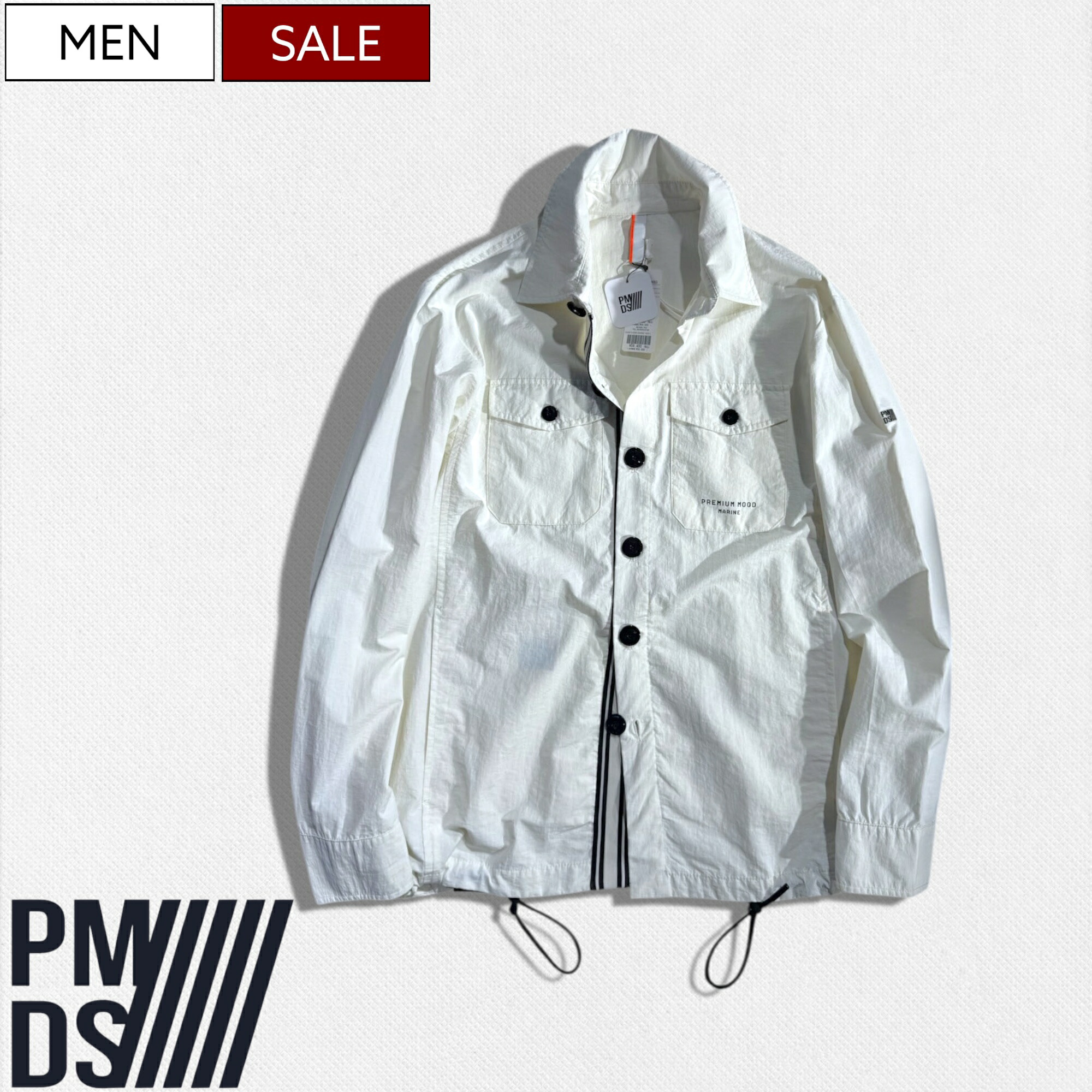 【定価59,400円(税込)】PREMIUM MOOD DENIM SUPERIOR -PMDS- ピーエムディーエス 大人の品格とヌケ感漂わせる ドローコード付 ナイロンシャツジャケット シャケット ロングスリーブボタンシャツ アウター THOR 長袖シャツ 510591354003 イタリア製 P.M.D.S. メンズ