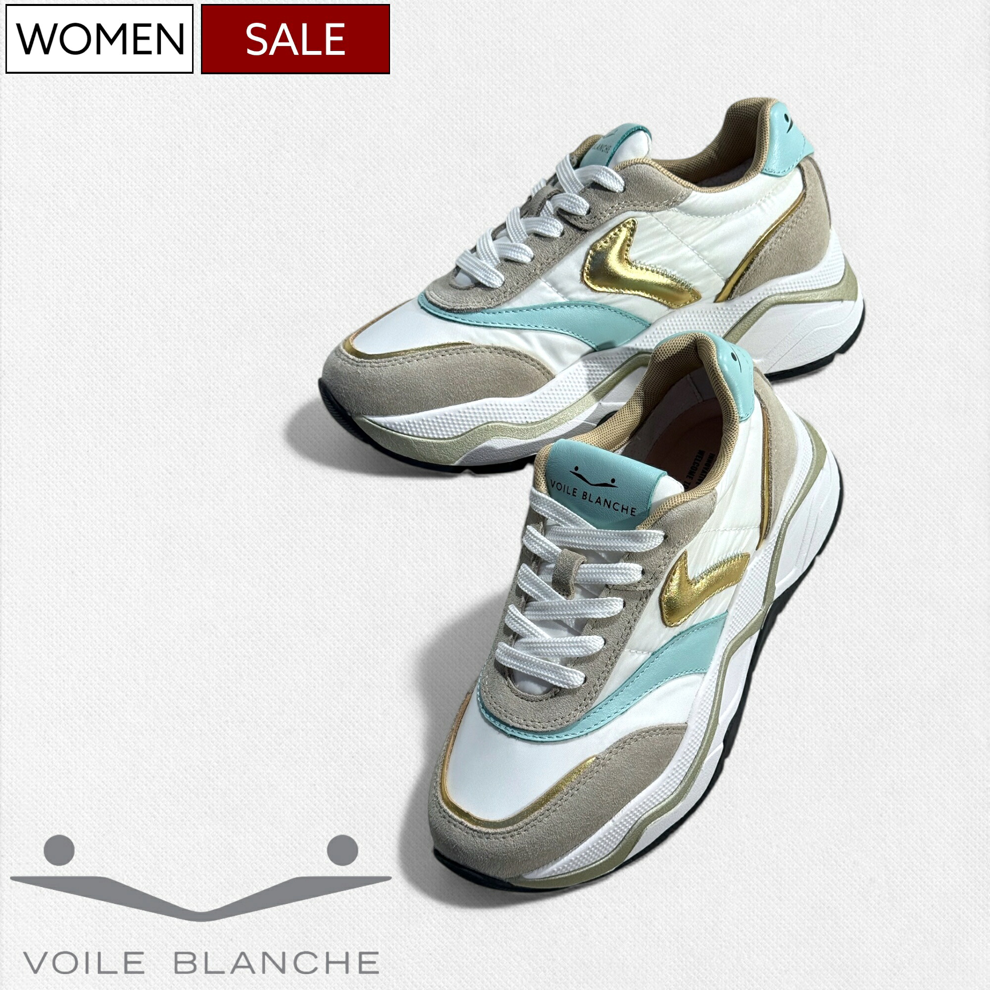 【定価53,900円(税込)】VOILE BLANCHE ボイルブランシェ 巧みな素材使いで遊び心を擽るラグジュアリーなレザーコンビネーションスニーカー 靴 シューズ ダッドシューズ レディースの正規品が揃うのは当店だけ！ホワイト×ベージュ 412222564032 1D61 レディース CLUB108