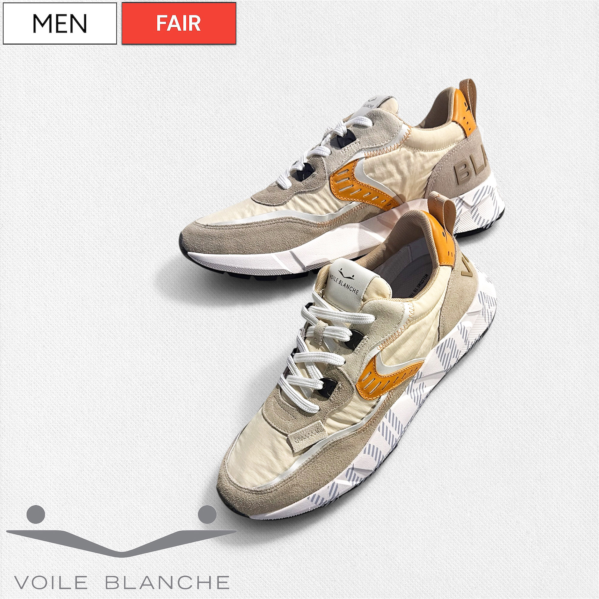 【定価59,400円(税込)】VOILE BLANCHE ボイルブランシェ 細かなコダワリが詰まったレザーコンビスニーカー！ オートリーやデイトと並ぶ人気ブランド！319141564021 靴 オフホワイト×ベージュ メンズ 1D66 CLUB01
