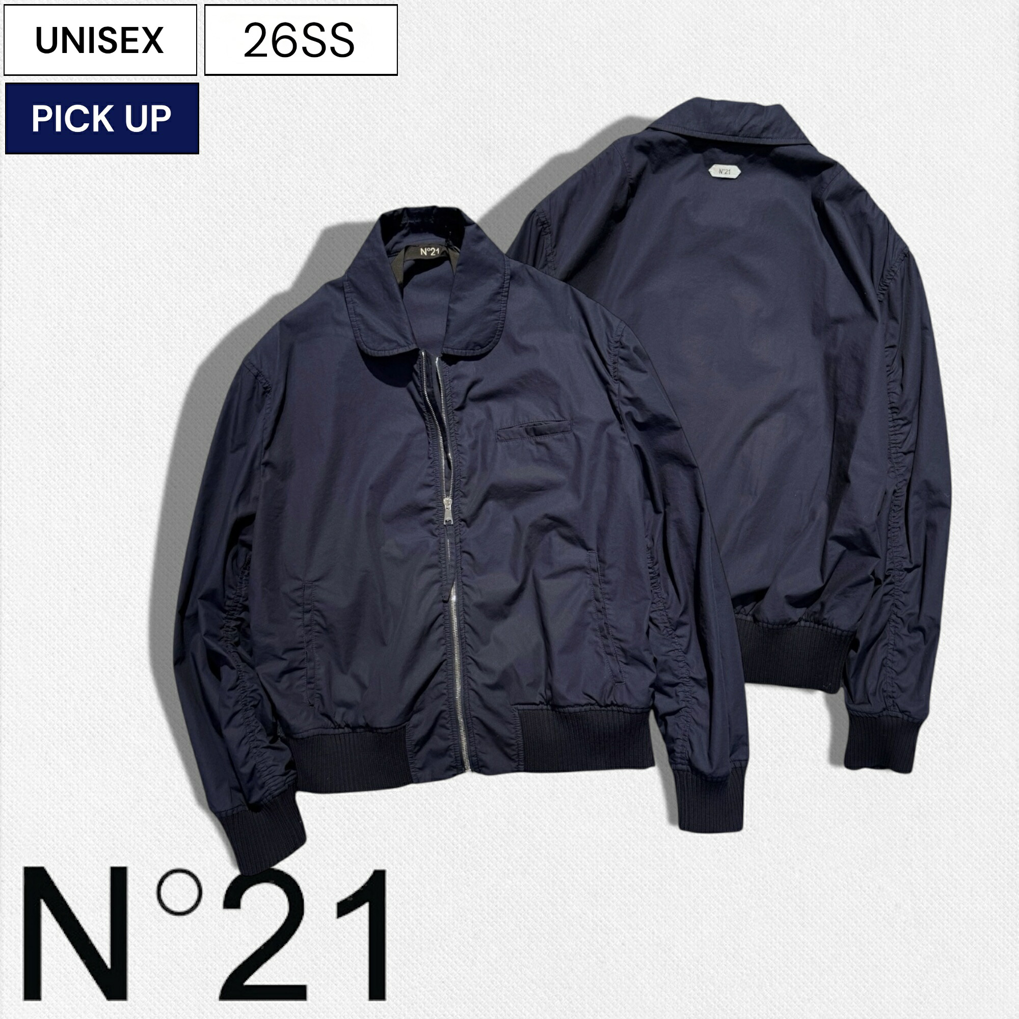 【定価121,000円(税込)】N°21　-ヌメロ ヴェントゥーノ- 上質コットン素材が生み出す極上な着心地がクセになる１枚！大人の休日にリラクシーな雰囲気をプラスするコットンボンバージャケット フライト ブルゾン アウター ダークネイビー 26SU-O051-0187 00510187 メンズ N21