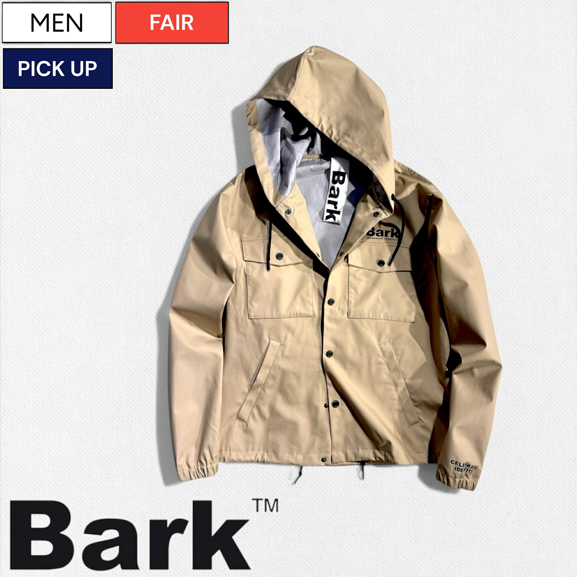 【定価97,900円(税込)】BARK -バーク- 街でも海でも違和感なく馴染む！ しなやかさとハリを両立したウォータープロテクトのテクニカルコットン使用 ウォータープロテクトフィールドパーカーブルゾン！ アウター スプリングコート21B7001 サンドベージュ イタリア製 メンズ 28,978円