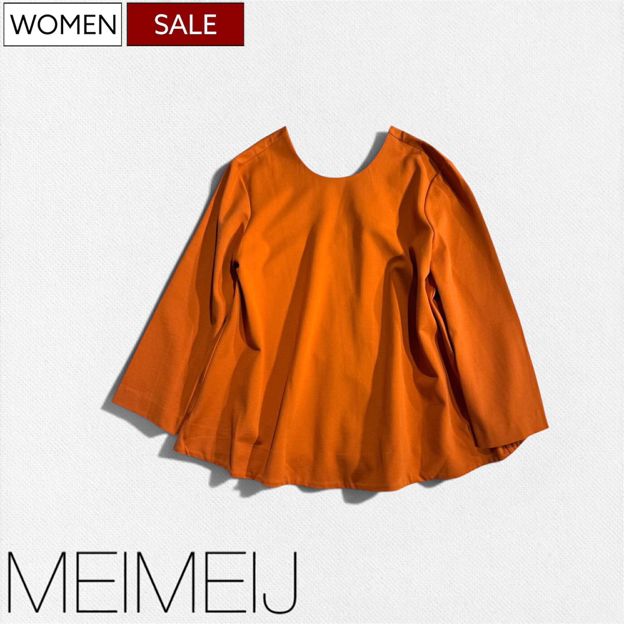 【定価31,900円(税込)】MEIMEIJ メイメイジェー リラクシーで女性らしい1着!大人のラグジュアリーカジュアルを演出する 軽やかな着心地と上品さ醸すロングスリーブフレアトップス カットソー シャツ フレア オレンジ 1IM1IB03 レディース 伊製 メイメイジェイ|Studio Route134