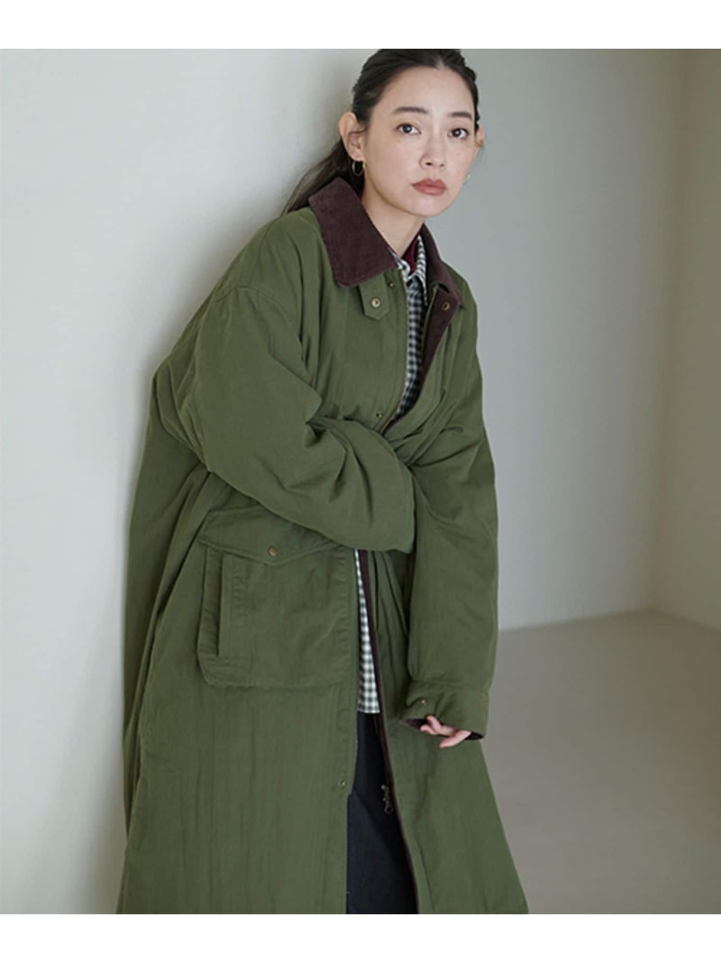 《natural by clip》フィッシングロングコート natural by clip スタディオクリップ ジャケット・アウター ステンカラー厚地の外套 カーキ緑であること 黒いこと ベージュ【貨物輸送無料】[ Fashion]