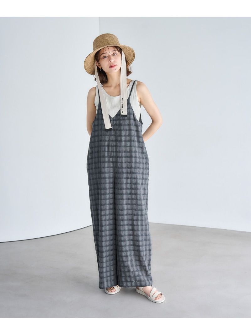 [SALE/ 60% OFF] Double Front Check Camisoropette Studio Clip Studio Clip All in One Overalls Overall Salopette Beige [RBA_E] [Rakuten Fashion]