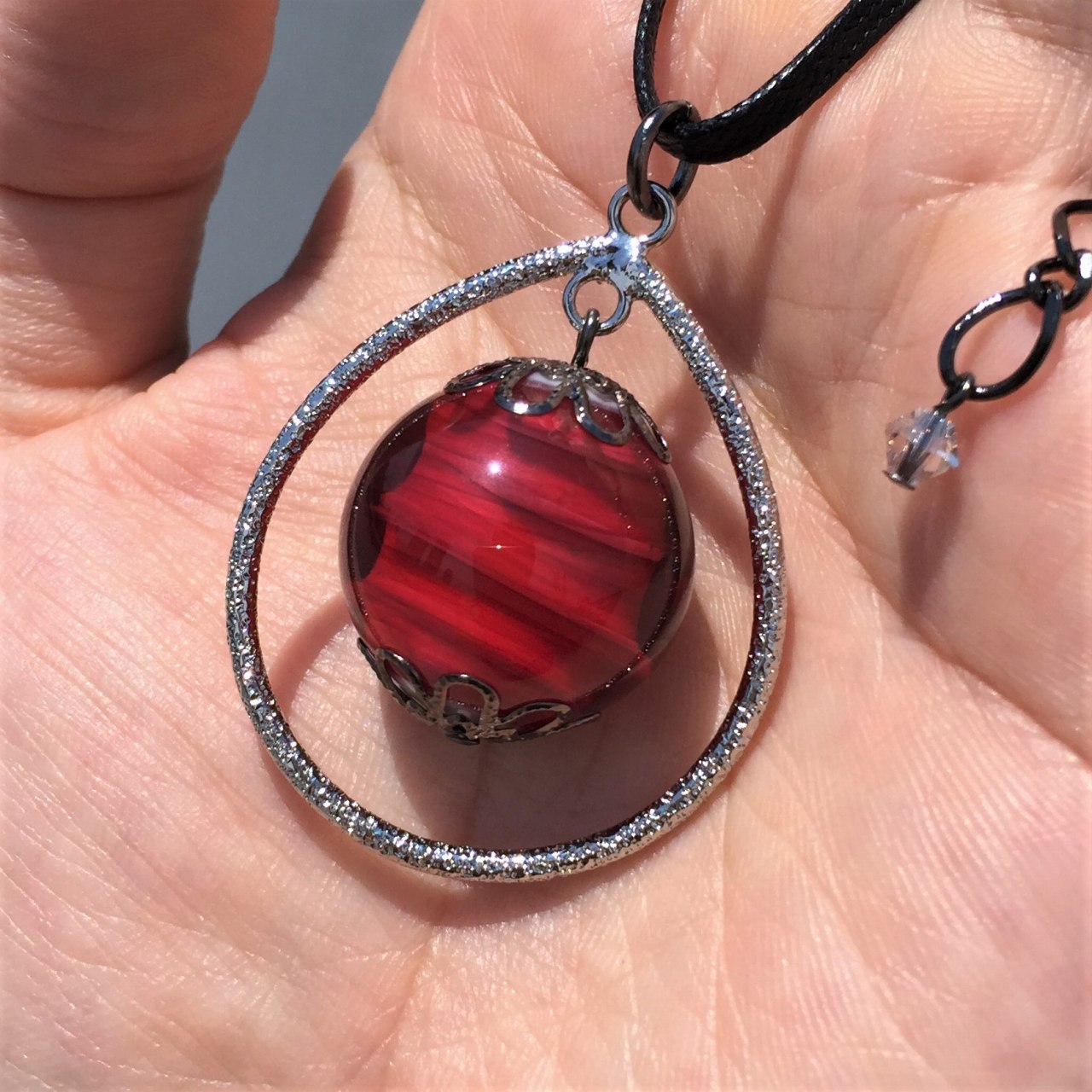 インコ 猫 とんぼ玉 トンボ玉 蜻蛉玉 ペンダントトップ 13466-491