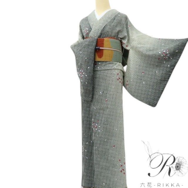 《20%OFFクーポン★19日20:00～26日01:59》【中古】六花-RIKKA- 洗える着物 市松 トールサイズ 小紋 着物 A4376 リサイクル着物｜ゆめsaku