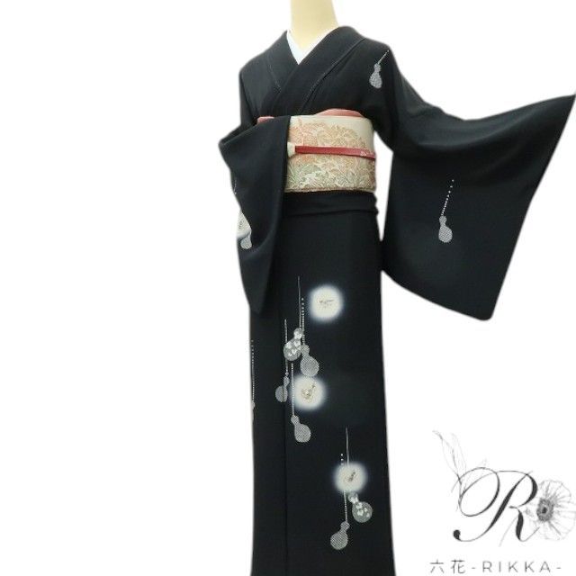 【中古】六花-RIKKA- 美品 正絹 刺しゅう トール大きさ 短い訪問着 御召しもの A4440 再利用御召しもの