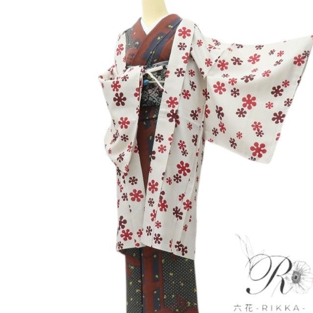 【新古品】六花-RIKKA- 新品 洗えるお召しもの 羽織紐付 ロング丈 長羽織 お召しもの
