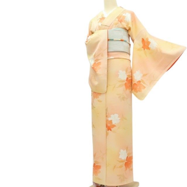 【中古】百華 Y4330 美品未着用 丹後ちりめん 仕付け糸付 手縫い仕立て 正絹 小紋 着物 単品