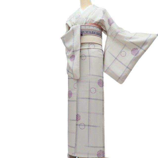 【中古】百華 Y4567 雪輪 桜 亀甲 透かし彫り 手縫い仕立てもの 正絹 紬 お召しもの 単品 再利用お召しもの
