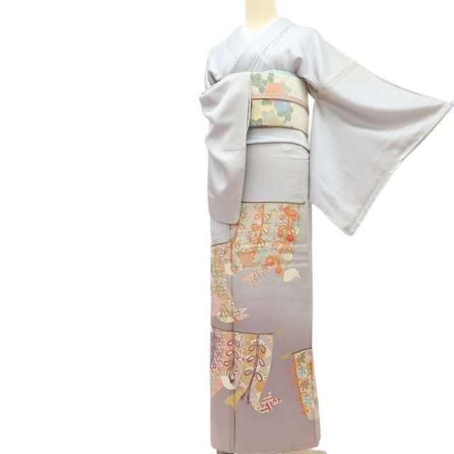 【中古】百華 Y4570 未着付ける 刺しゅう 中仕切り文 染め参紋 手縫い仕立てもの 仕付け糸付 正絹 色留袖 御召しもの 単品 再利用御召しもの