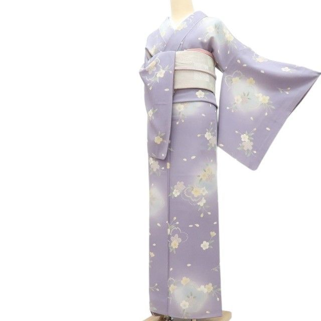【中古】百華 Y4629 美品 桜 正絹 手縫い仕立て 小紋 着物 単品