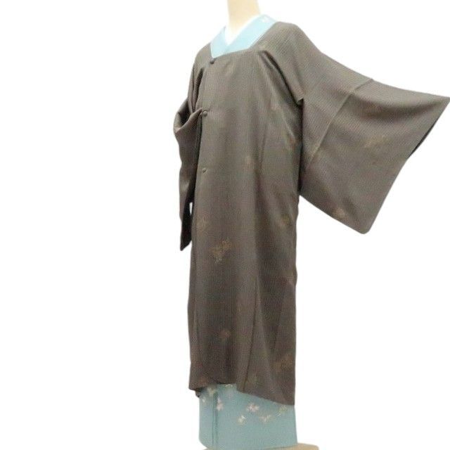 《20%OFFクーポン★19日20:00～26日01:59》【中古】百華 Y4633 美品 縦縞 唐花 手縫い仕立て ロング丈 正絹 道行コート リサイクル着物｜ゆめsaku