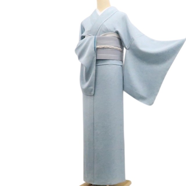 【新品】新品 縦絽 お仕立て上がり品 両面染 墨流し 夏着物 仕付け糸付 トールサイズ 小紋 8306