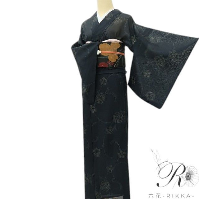 【中古】六花-RIKKA- 洗える夏御召しもの 誂えポリエステル 紗 小紋 御召しもの A5292 再利用御召しもの