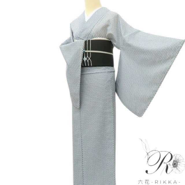 【中古】六花-RIKKA- 洗える夏御召しもの 誂えポリエステル 絽 小紋 御召しもの A5302 再利用御召しもの
