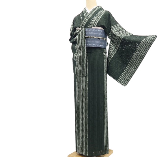 《20%OFFクーポン★19日20:00~26日01:59》【新古品】tomihisa 新品 紋紗 竹 夏着物 正絹 仕付け糸付 トールサイズ お召 8528|ゆめsaku