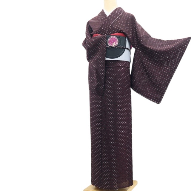 《20%OFFクーポン★19日20:00～26日01:59》【新品】tomihisa 新品 絽 お仕立て上がり品 ドット 夏着物 仕付け糸付 トールサイズ 小紋 8590｜ゆめsaku