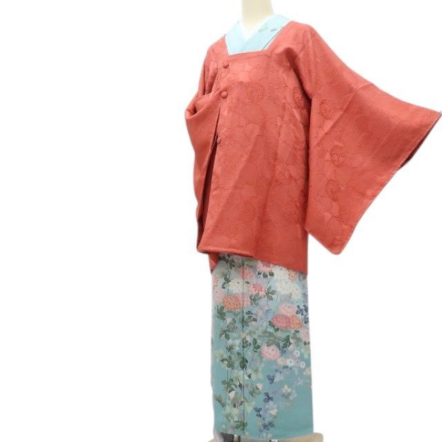 【新古品】百華 Y4225 新品 正絹 仕付け糸付 手縫い仕立てもの 雪輪 道行厚地の外套