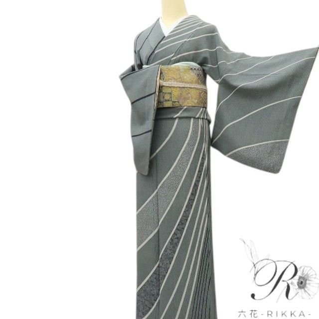 【中古】六花-RIKKA- 美品 正絹 作家物落款 無形文化財伊勢型 訪問着 着物 A4264