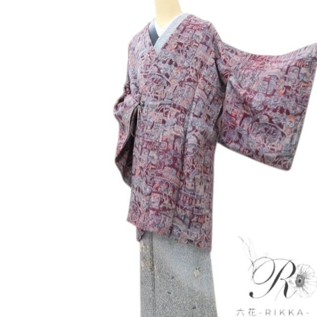 《20%OFFクーポン★19日20:00～26日01:59》【中古】六花-RIKKA- 美品 正絹 ロング丈 道中着 着物 A4688 リサイクル着物｜ゆめsaku