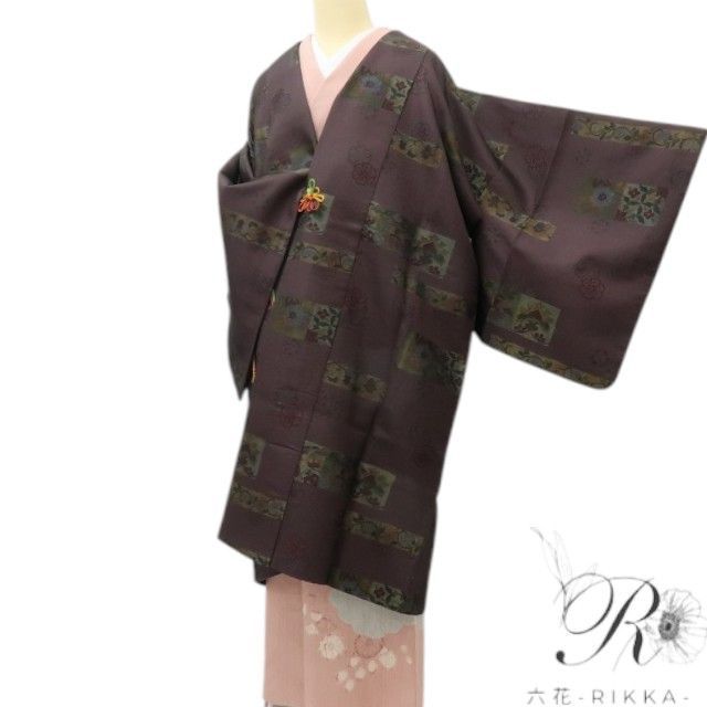 【中古】六花-RIKKA- 美品 正絹 紗袷 ロング丈 道中着 着物 A4705